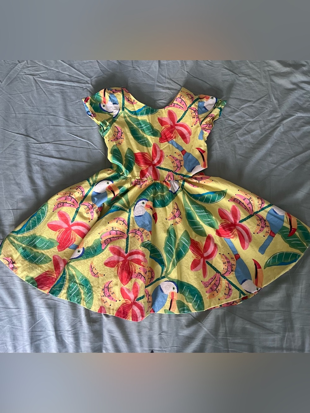 Back button skirted dress Toucan Banana Tree
